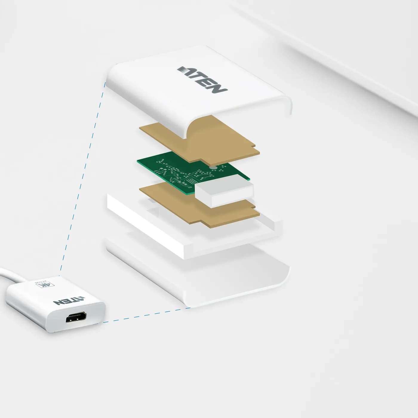 ATEN VC986 adaptador de cable de vídeo DisplayPort HDMI Blanco 4