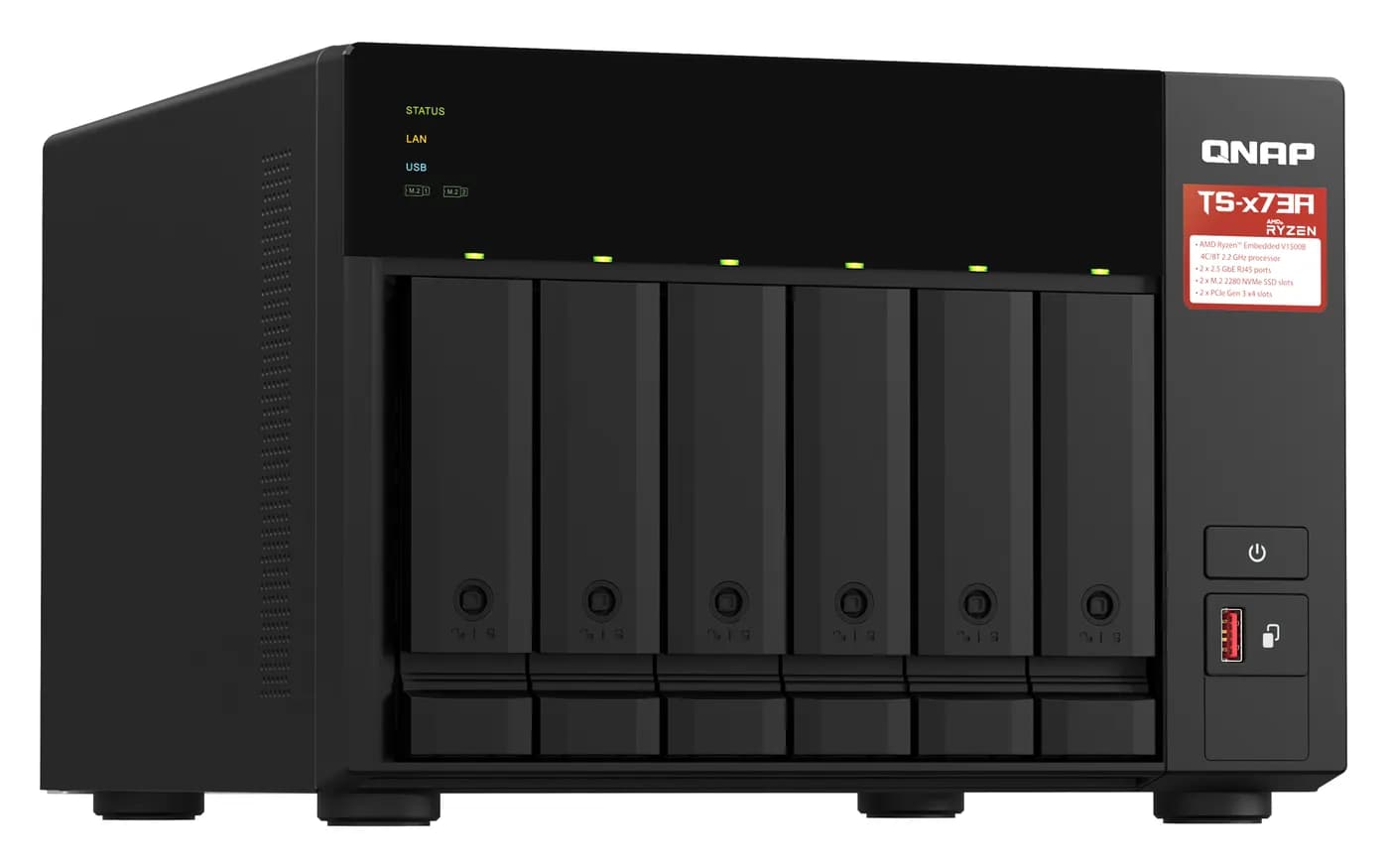 QNAP TS-673A NAS Tower Ryzen Embedded V1500B 8 GB DDR4 0 TB QNAP Turbo 3
