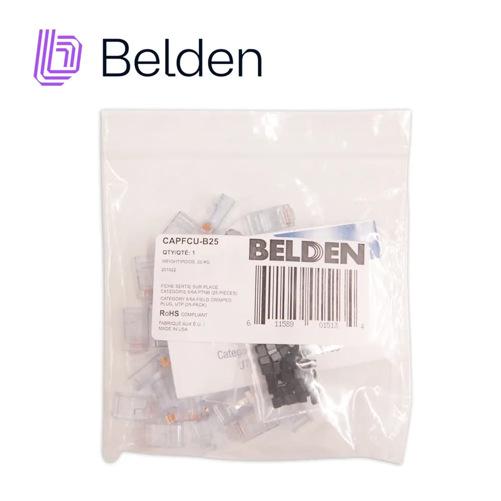 PLUG RJ45 UTP CAT6/CAT6A BELDEN CAPFCU-B25 / TRANSPARENTE / PAQUETE DE 3
