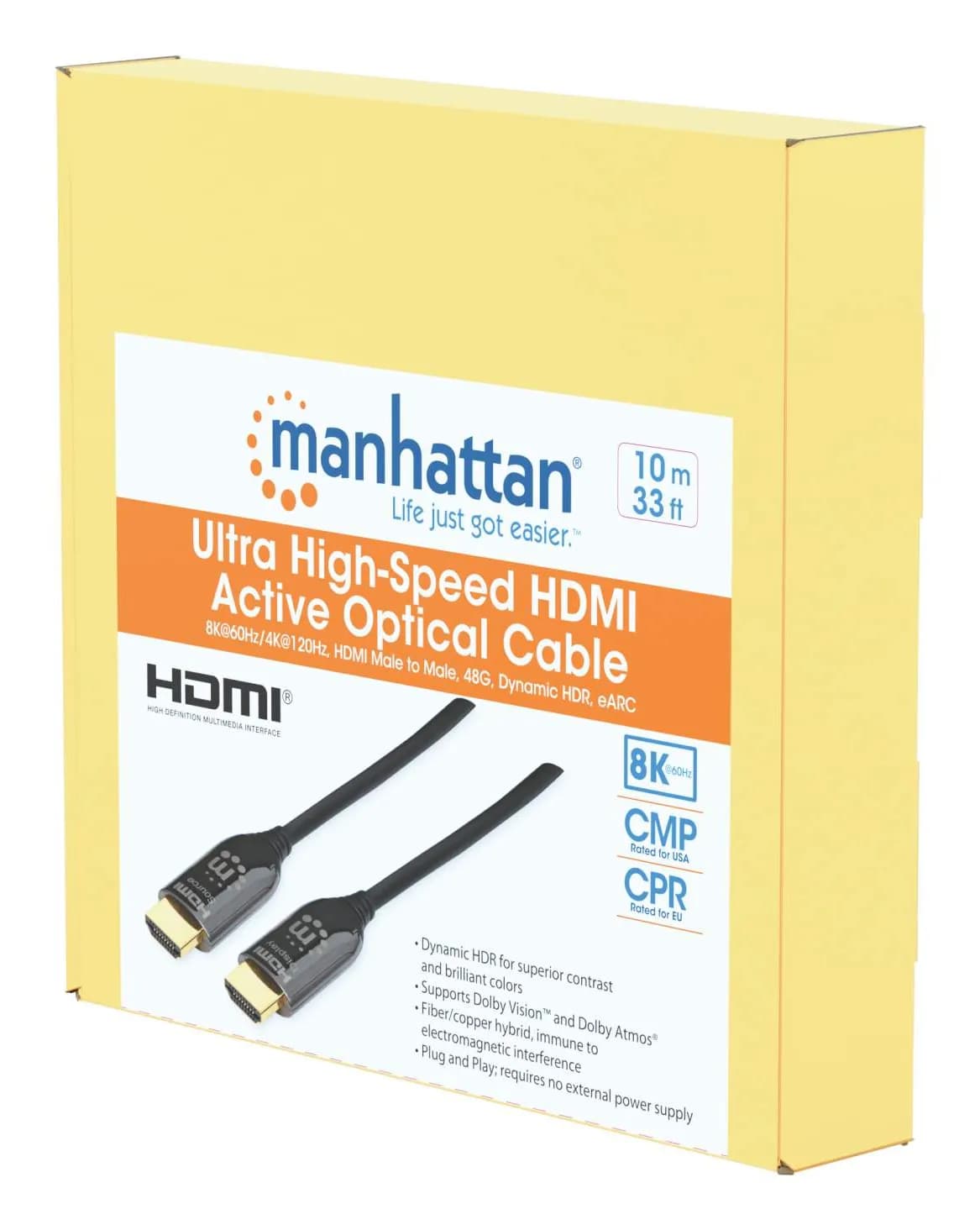 Manhattan AOC (Cable Óptico Activo) HDMI macho a macho, 15 m (50 pies) 2