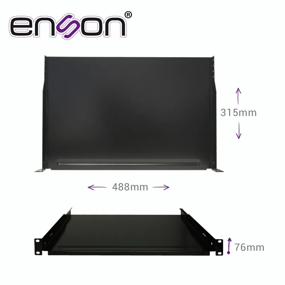 CHAROLA PARA RACK ENSON ENS-RTR1U FIJACION FRONTAL A DOS PUNTOS SOLIDA 4