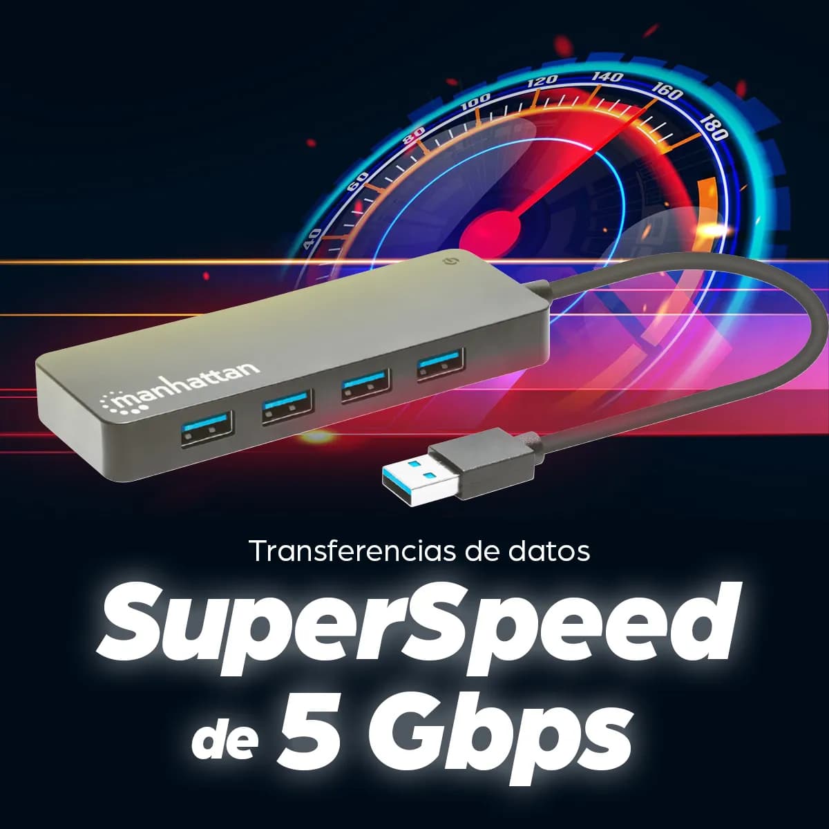 Manhattan Hub USB con 7 puertos USB-A 3.2 9