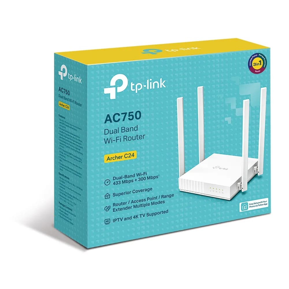 Router Inalámbrico / Wi-Fi AC750 / Dual Band 2.4 y 5 GHz / 733 Mbps /  4