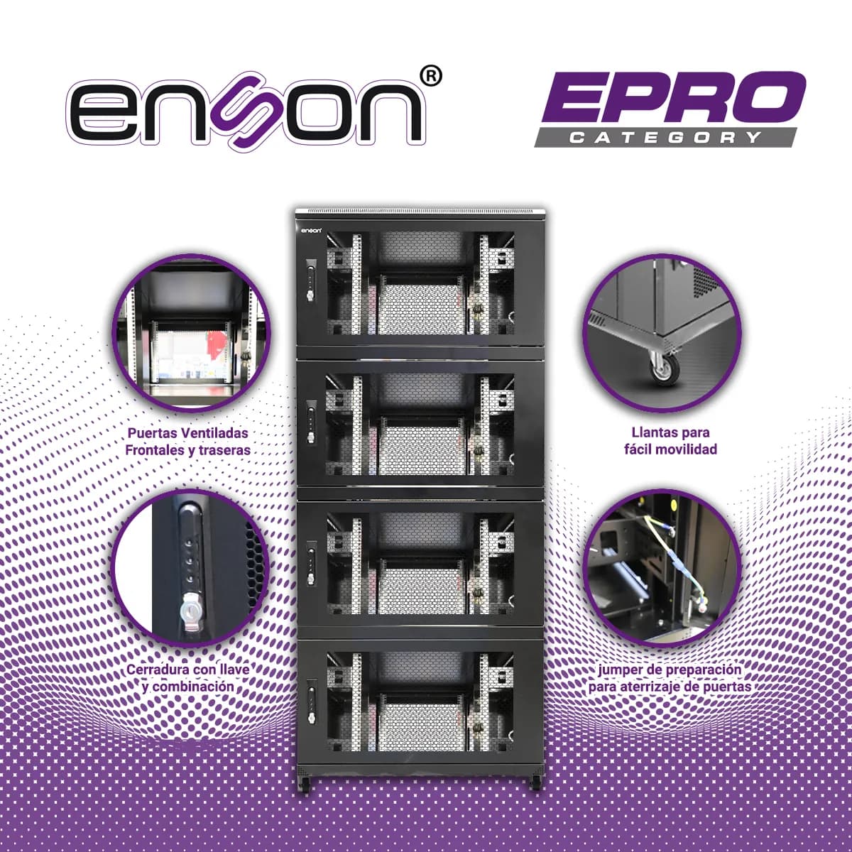 GABINETE DE PISO MODULAR DE ACERO ENSON ENS-RKGB42U8 / 36UR EN 4 MODUL 7