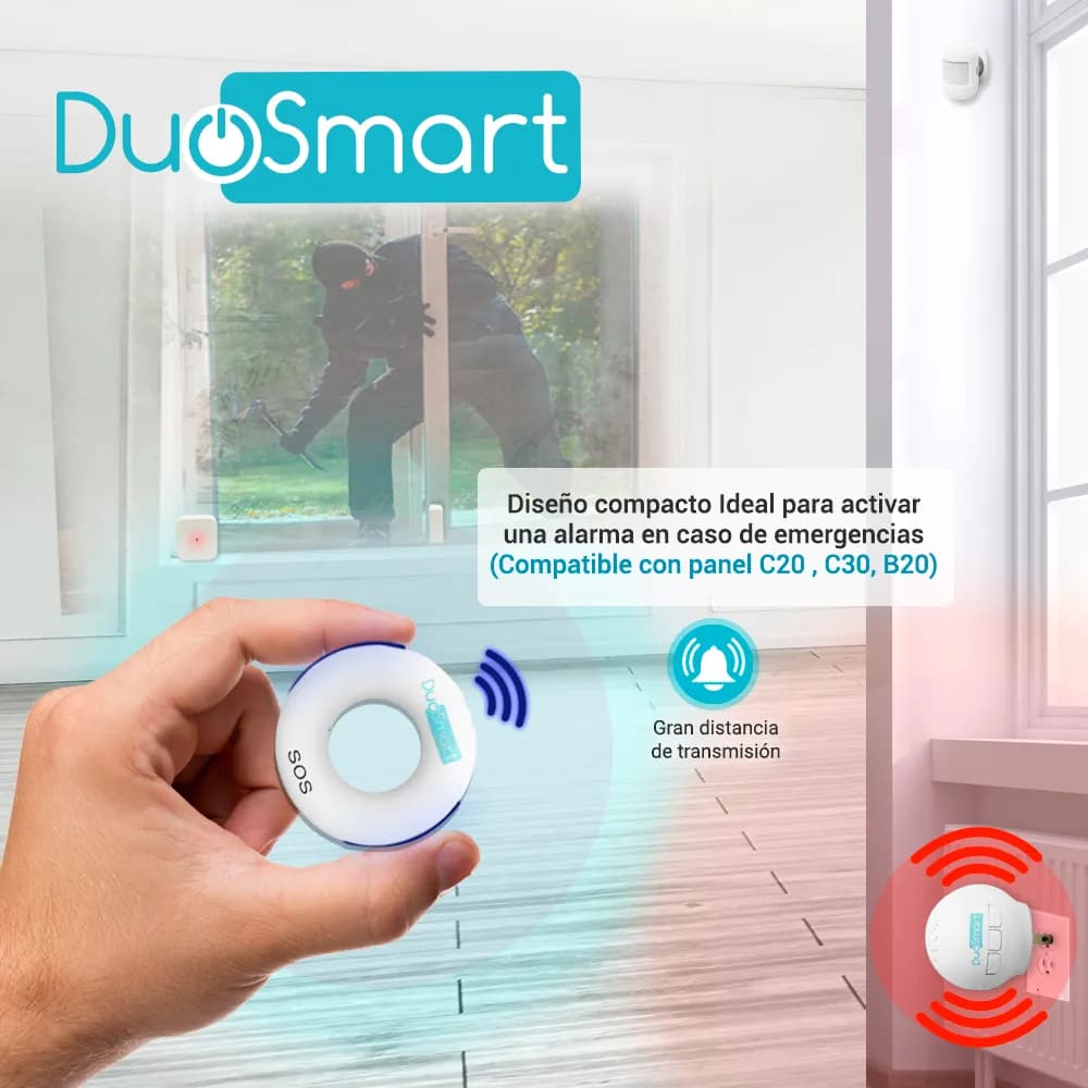 BOTON DE PANICO RF SERIE C DUOSMART CPM1 -COMPATIBLE CON PANELES B20 C 3