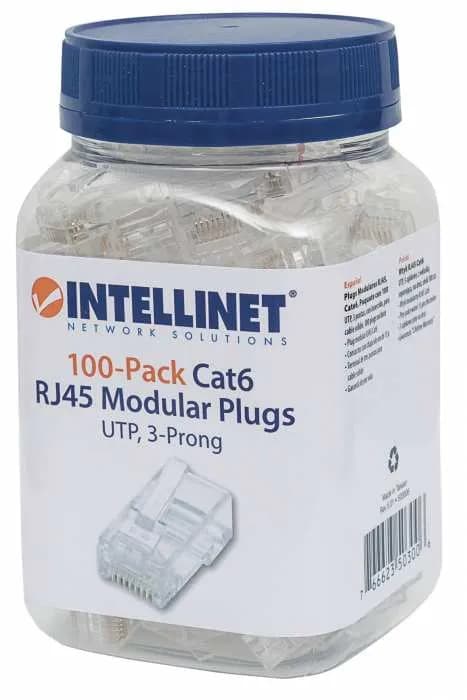 Intellinet PLUG RJ45 CAT6 SOLIDO UTP BOTE 100 PZAS ORO 15-MICRAS 2