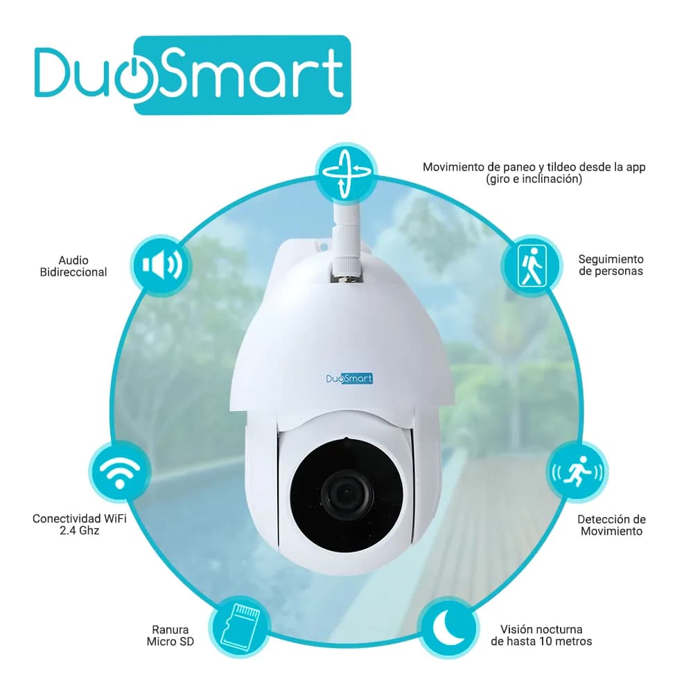 CAMARA INTELIGENTE PT DUOSMART E70 WIFI 2.4 GHZ PARA EXTERIOR CON AUDI 2