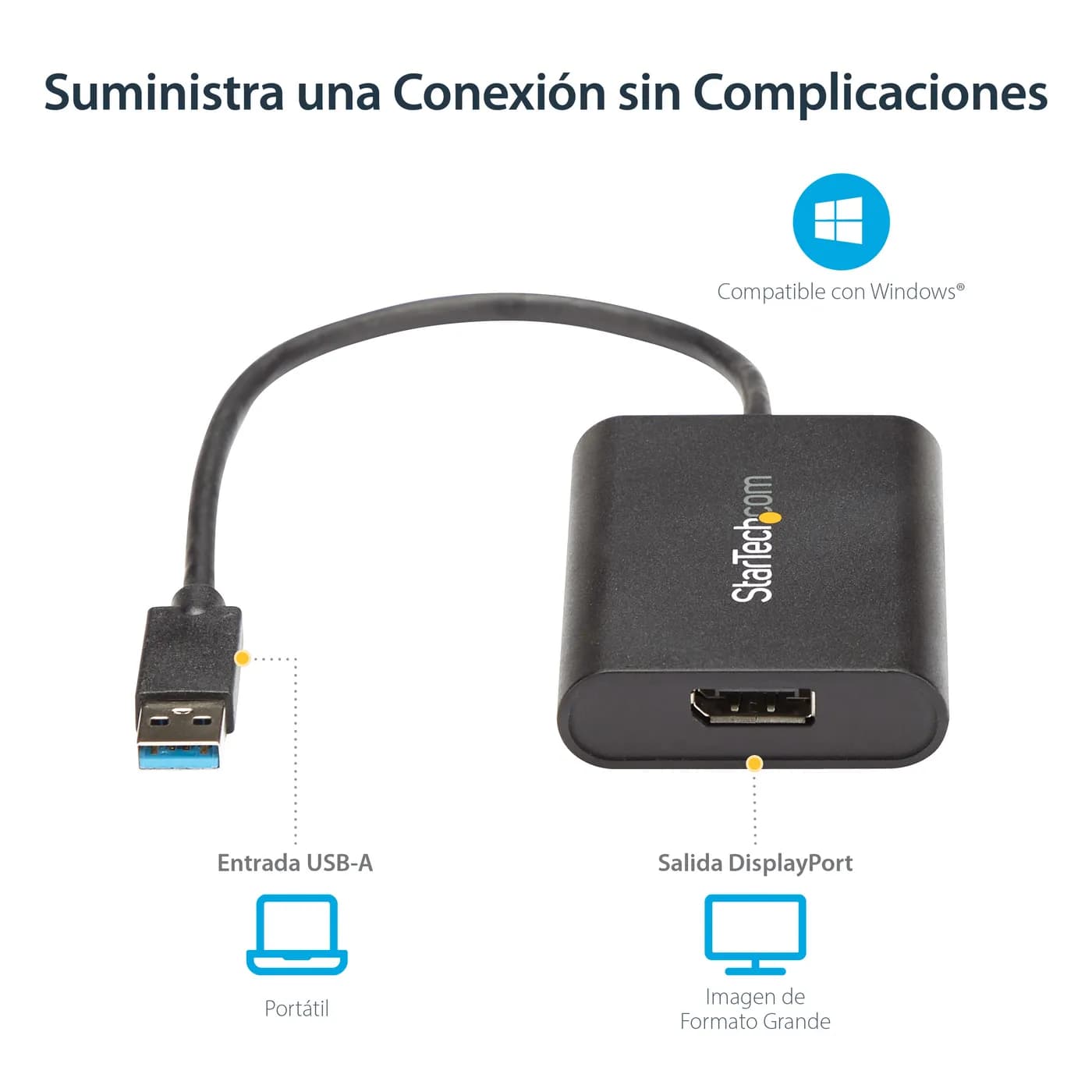 StarTech.com Adaptador USB 3.0 a DisplayPort - 4K 30Hz - Adaptador de  10