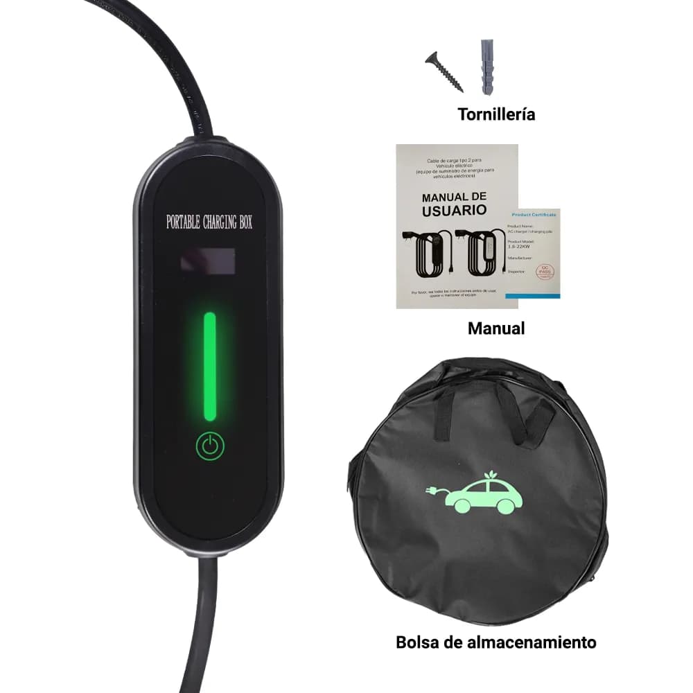 CARGADOR DE VIAJE REGULABLE EV-OMB121 ALTER CONECTOR TIPO 2 CON ENTRAD 3