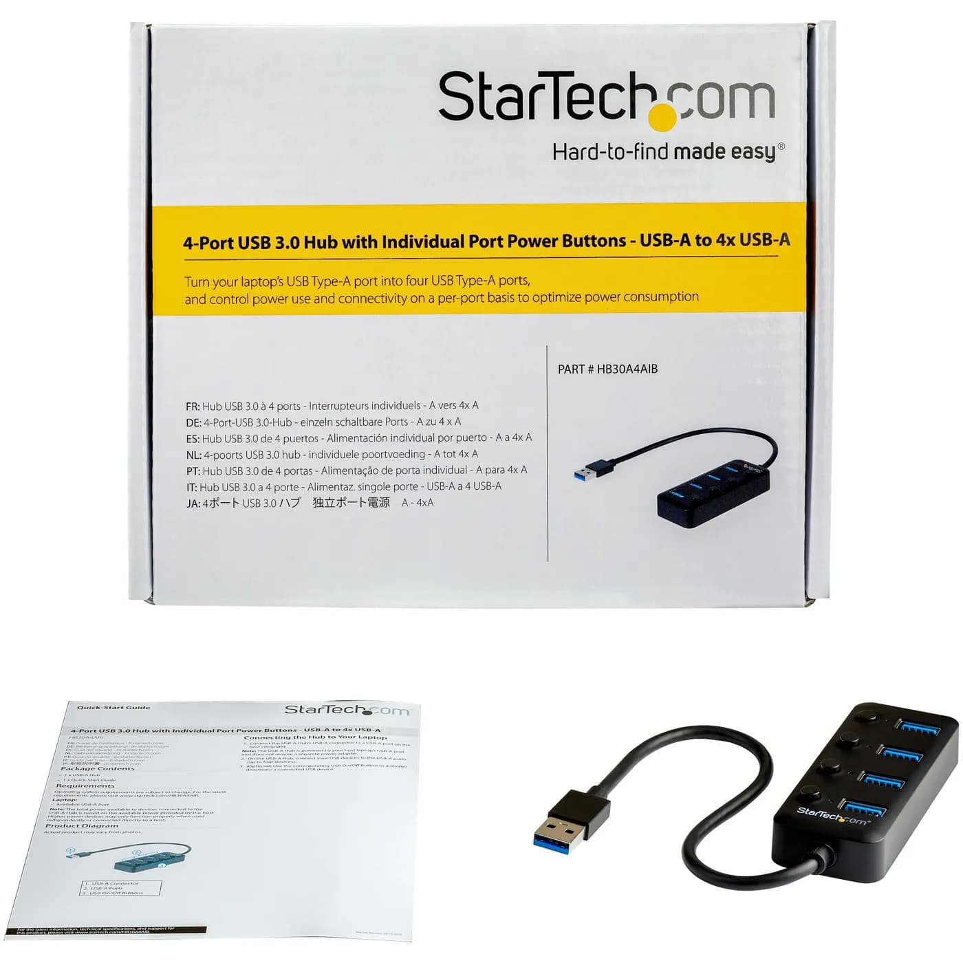 StarTech.com Hub USB 3.0 de 4 Puertos - USB-A a USB 3.0 Tipo A con Swi 4