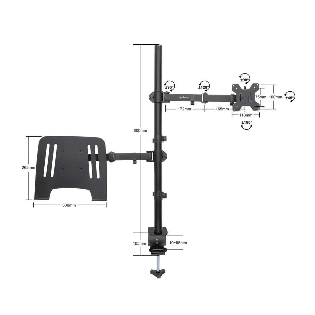 Manhattan Soporte para escritorio combinado con brazo para monitor y s 11