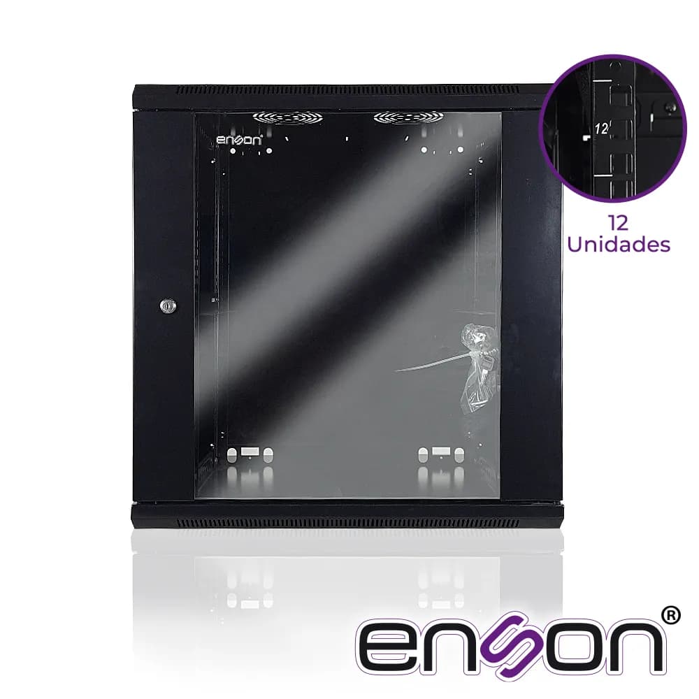 GABINETE DE PARED ENSON ENS-RKGB12U 12UR PUERTA FRONTAL DE CRISTAL TEM 2
