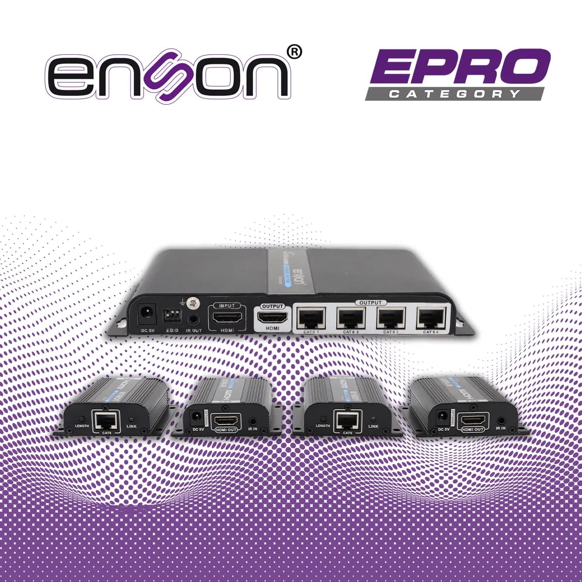 DISTRIBUIDOR EXTENSOR HDMI ENSON ENS-EX704 CON 4 EXTENSORES DE HASTA 4 7