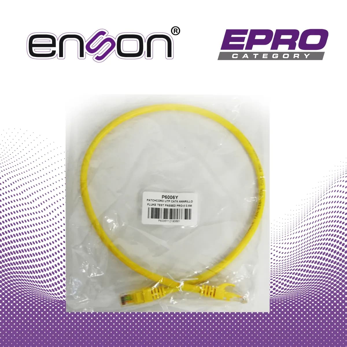 PATCHCORD UTP ENSON P6006Y CAT6 60CM AMARILLO SERIE EPRO 100-II 100 PO 6