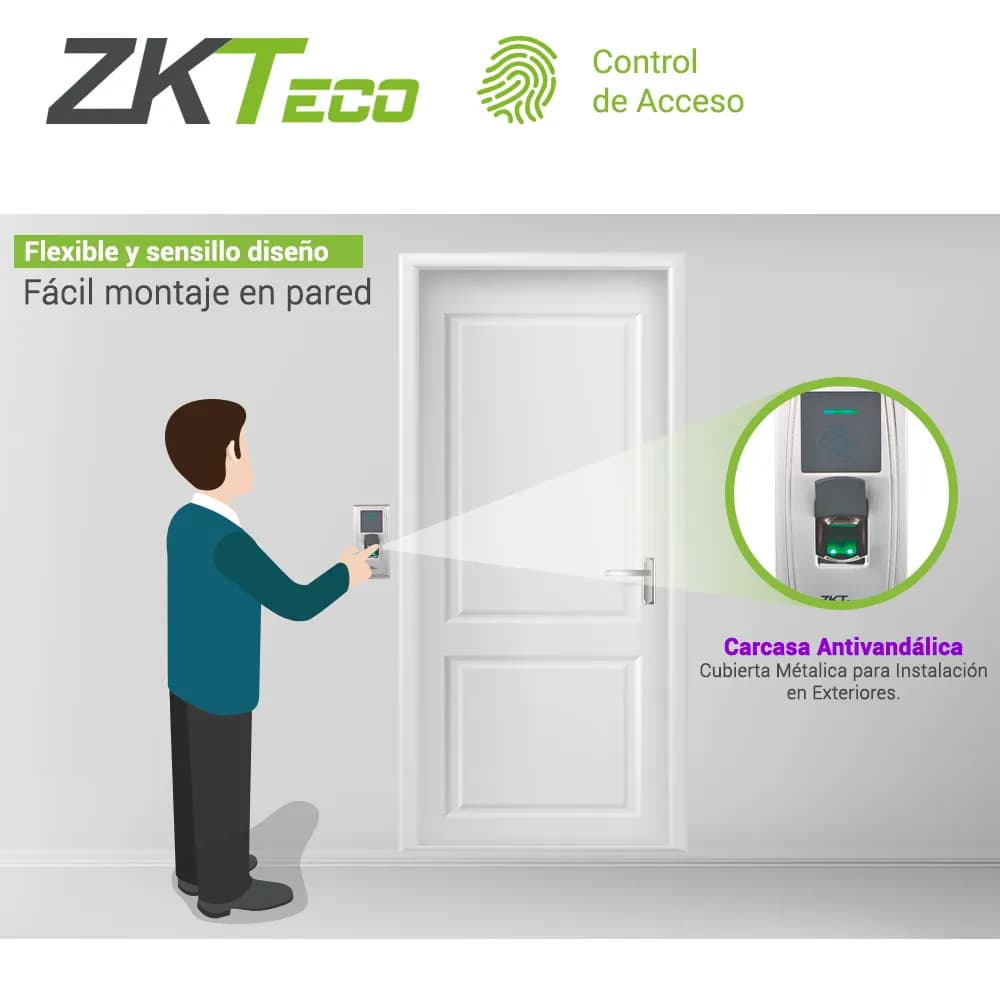 CONTROL DE ACCESO AVANZADO ZKTECO MA300 BIOMETRICO ANTIVANDALICO  PARA 4