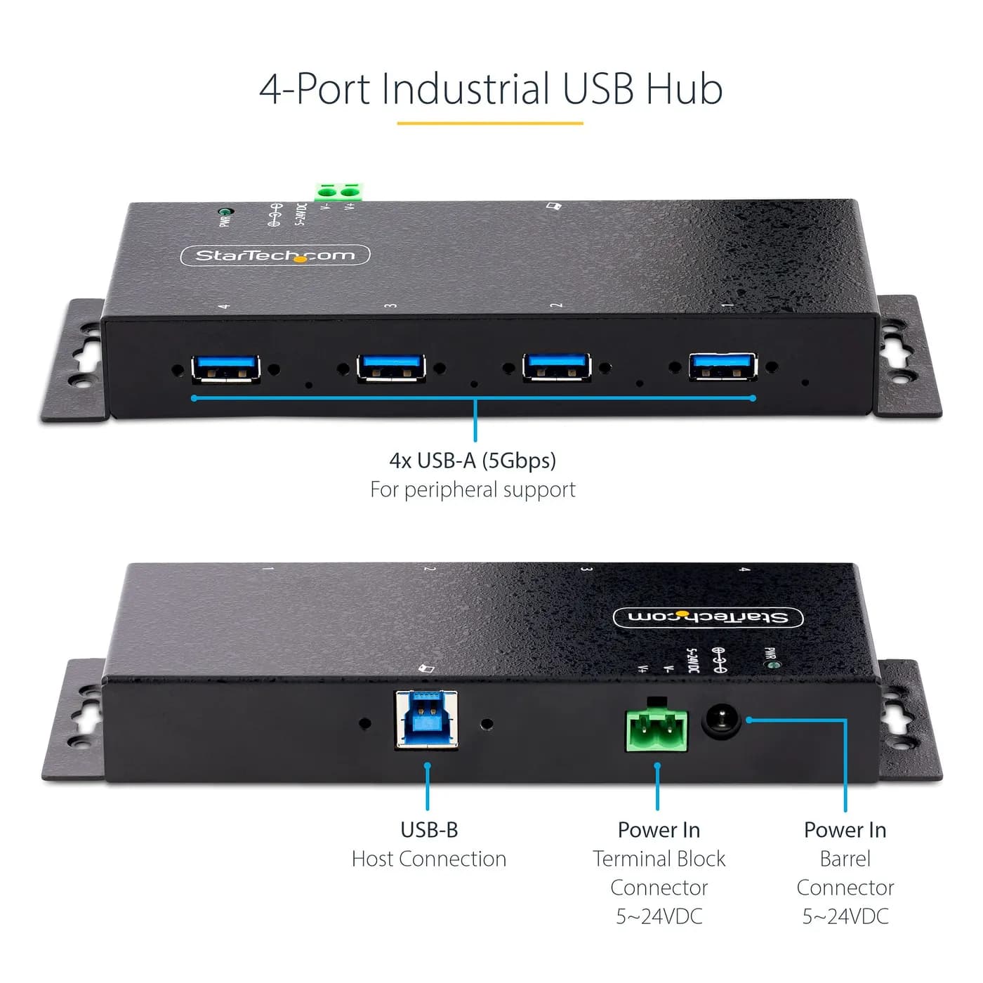 StarTech.com 5G4AINDNP-USB-A-HUB nodo concentrador USB 3.2 Gen 1 (3.1  9