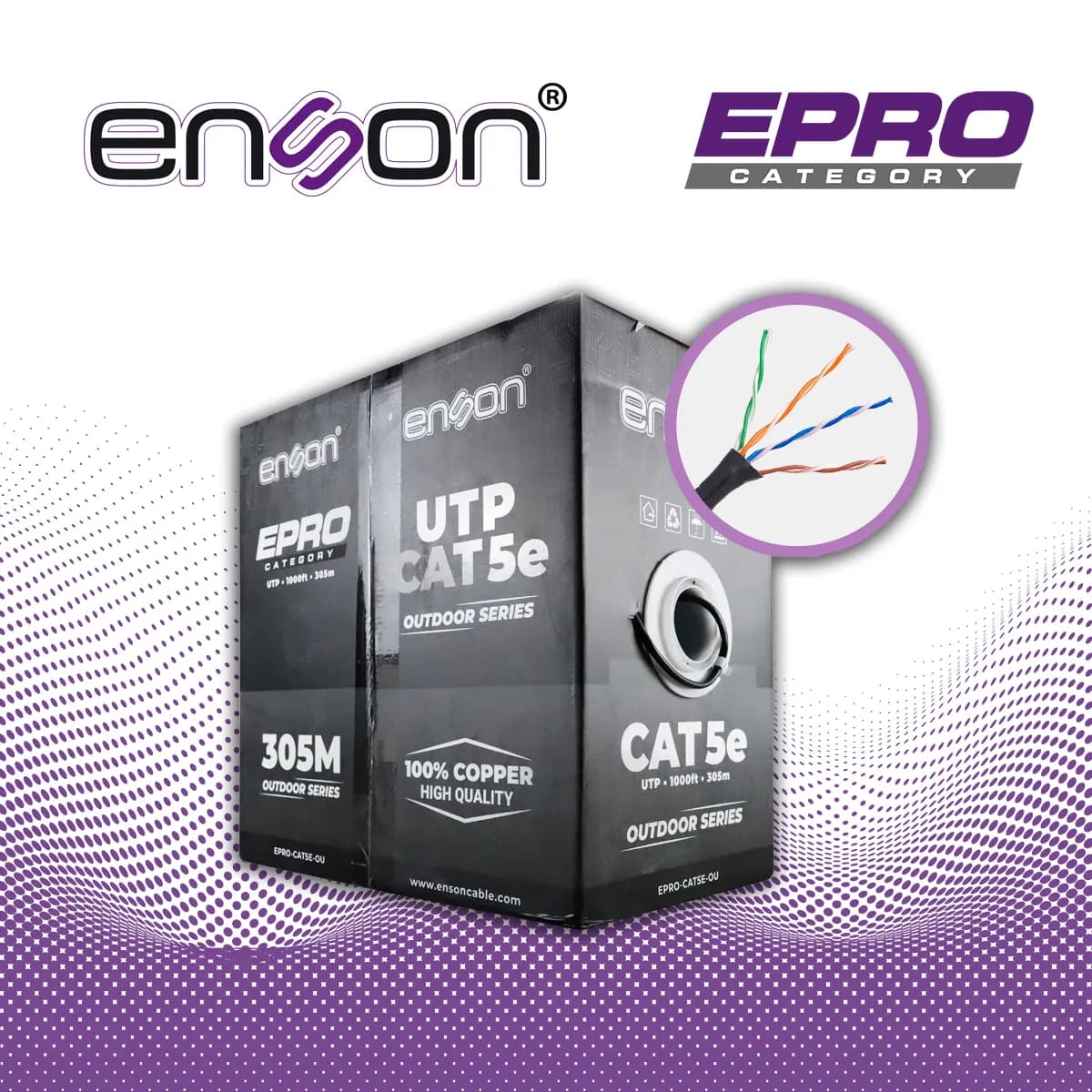 CABLE UTP CAT5E ENSON EPRO-CAT5E-OU FORRO PE 4 PARES CALIBRE 24 AWG 10 5