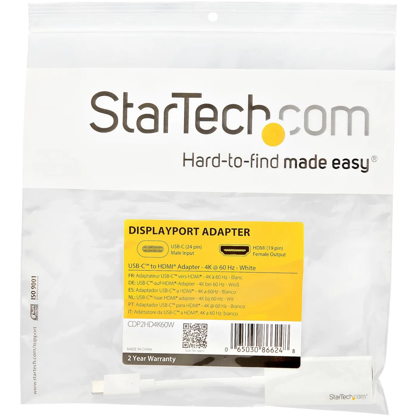 StarTech.com Adaptador USB-C a HDMI - 4K 60Hz - Blanco 5