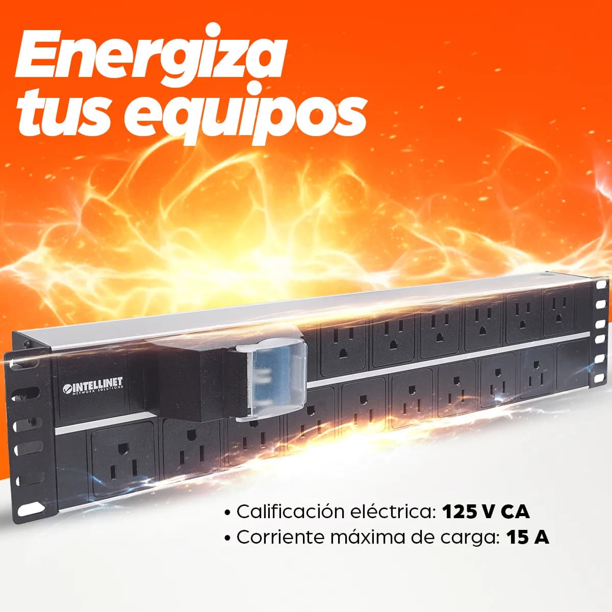 Intellinet Barra multicontactos de 15 salidas para montaje en 2U de ra 7