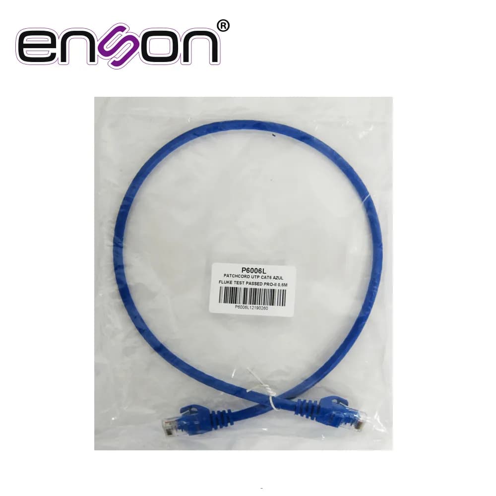 PATCHCORD UTP ENSON P6006L CAT6 60CM AZUL SERIE EPRO 100-II 100 POR CI 3