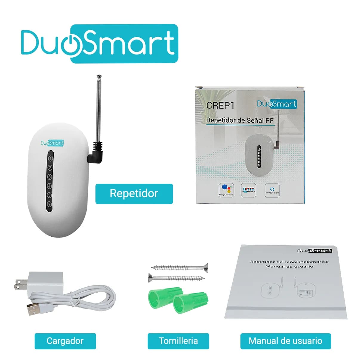 REPETIDOR DE SEÑAL RF 433.92 DUOSMART CREP1 **COMPATIBLE CON PANELES Y 5