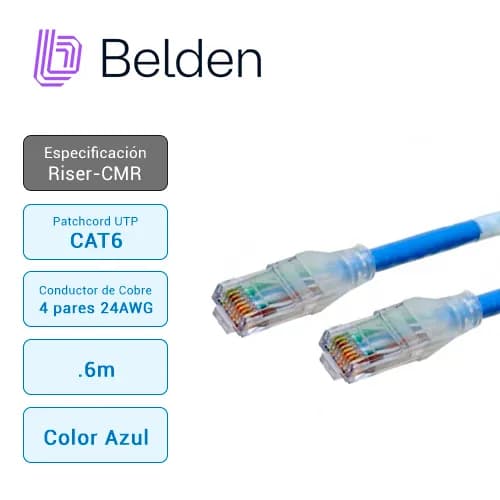 PATCH CORD UTP CAT6+ BELDEN C601106002 / INTERIOR / AZUL / 4 PARES / 2 2