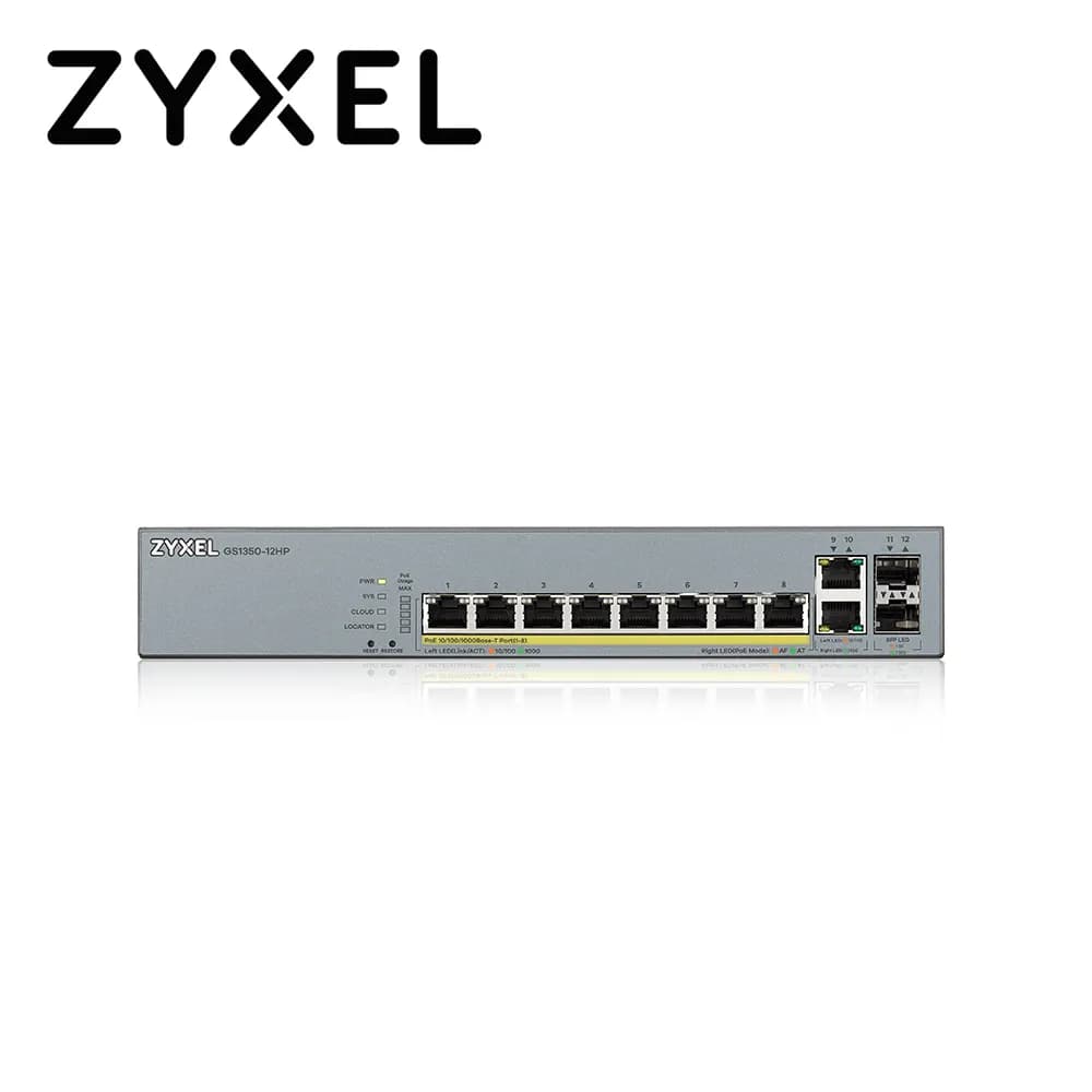 SWITCH POE GIGABIT 8PTOS+2UPLINK ENTERPRISE NEBULA ZYXEL GS1350-12HP 1 2