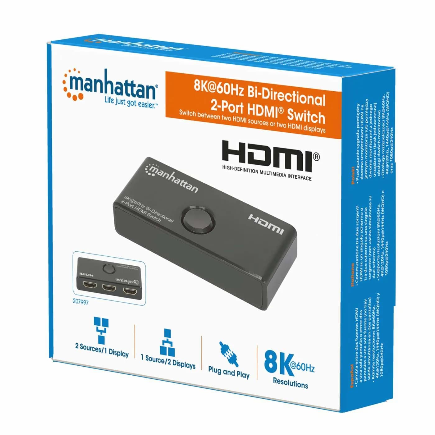 Manhattan 207997 conmutador de vídeo HDMI 10