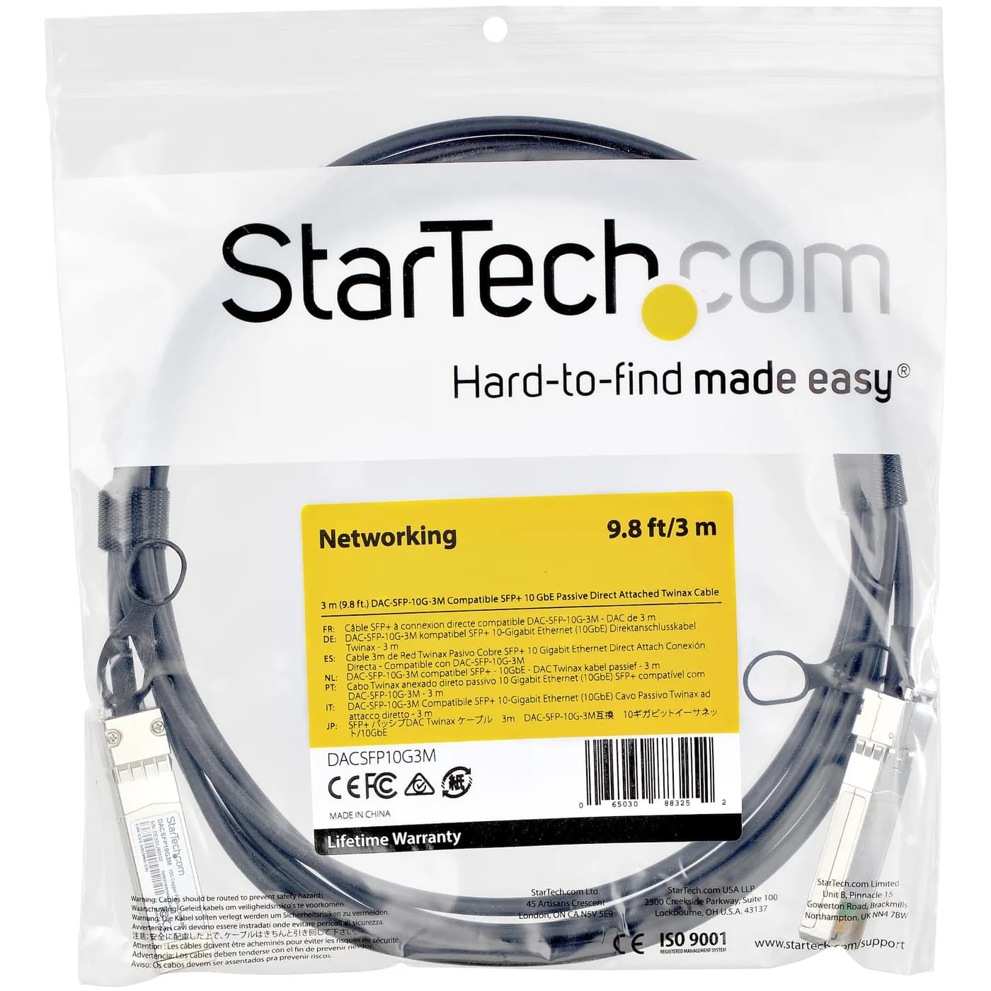 StarTech.com Cable de 3m Twinax SFP+ a SFP+ con Conexión Directa 10GbE 4
