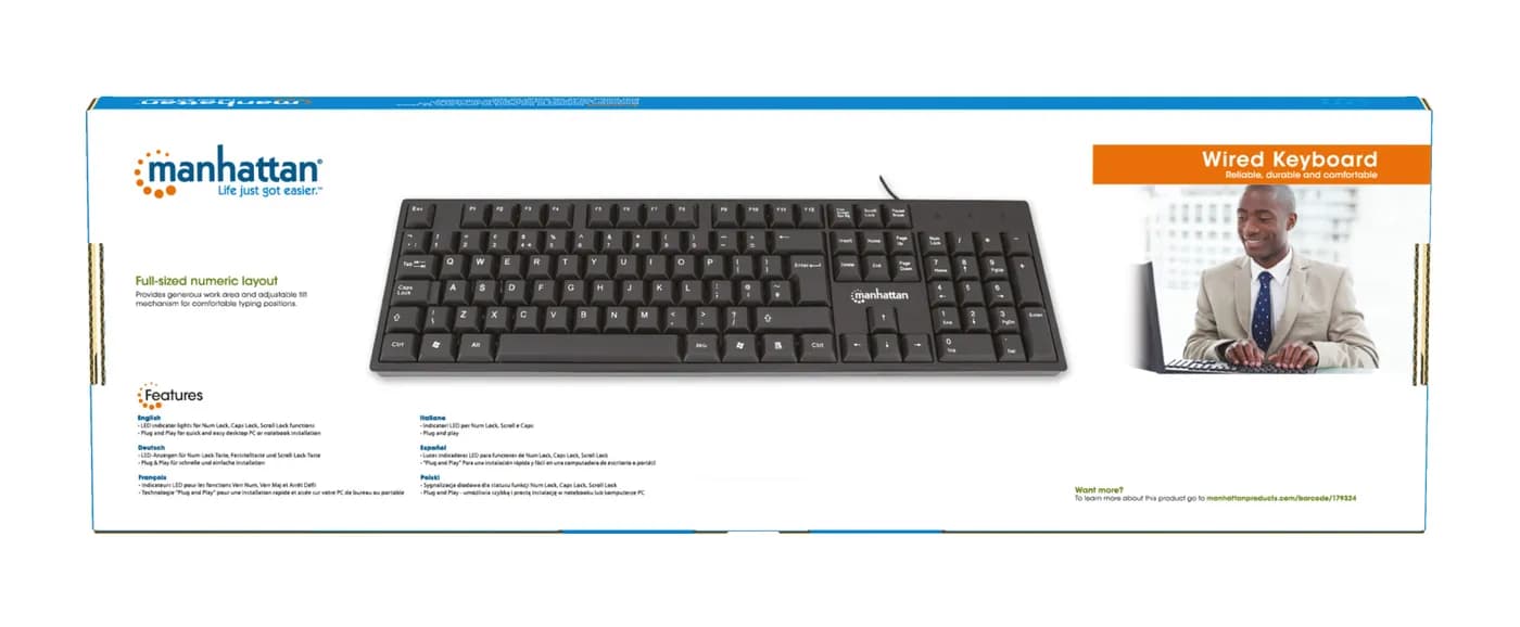 Manhattan 179324 teclado Oficina USB QWERTZ Negro 10