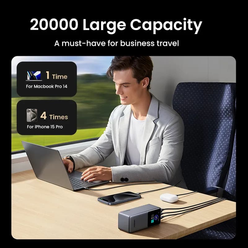 Ugreen 20000mAh 130W Fast Charging Powerbank Litio Gris 9