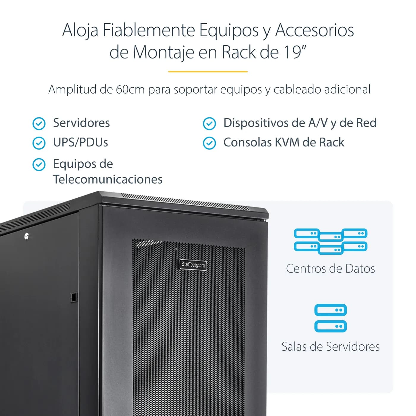 StarTech.com Gabinete Rack para Servidores 42U 19" 4 Postes - Rack de  10