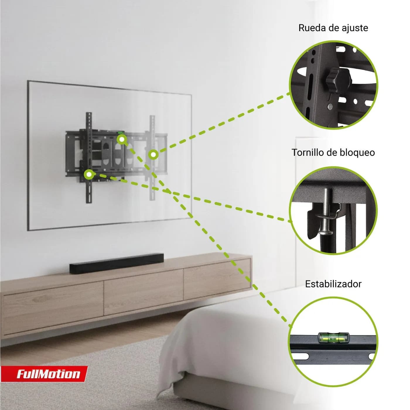 TECHMAKRO SOPORTE DE TV PARED FULL MOTION PARA  40-80 PULG. CP602 5
