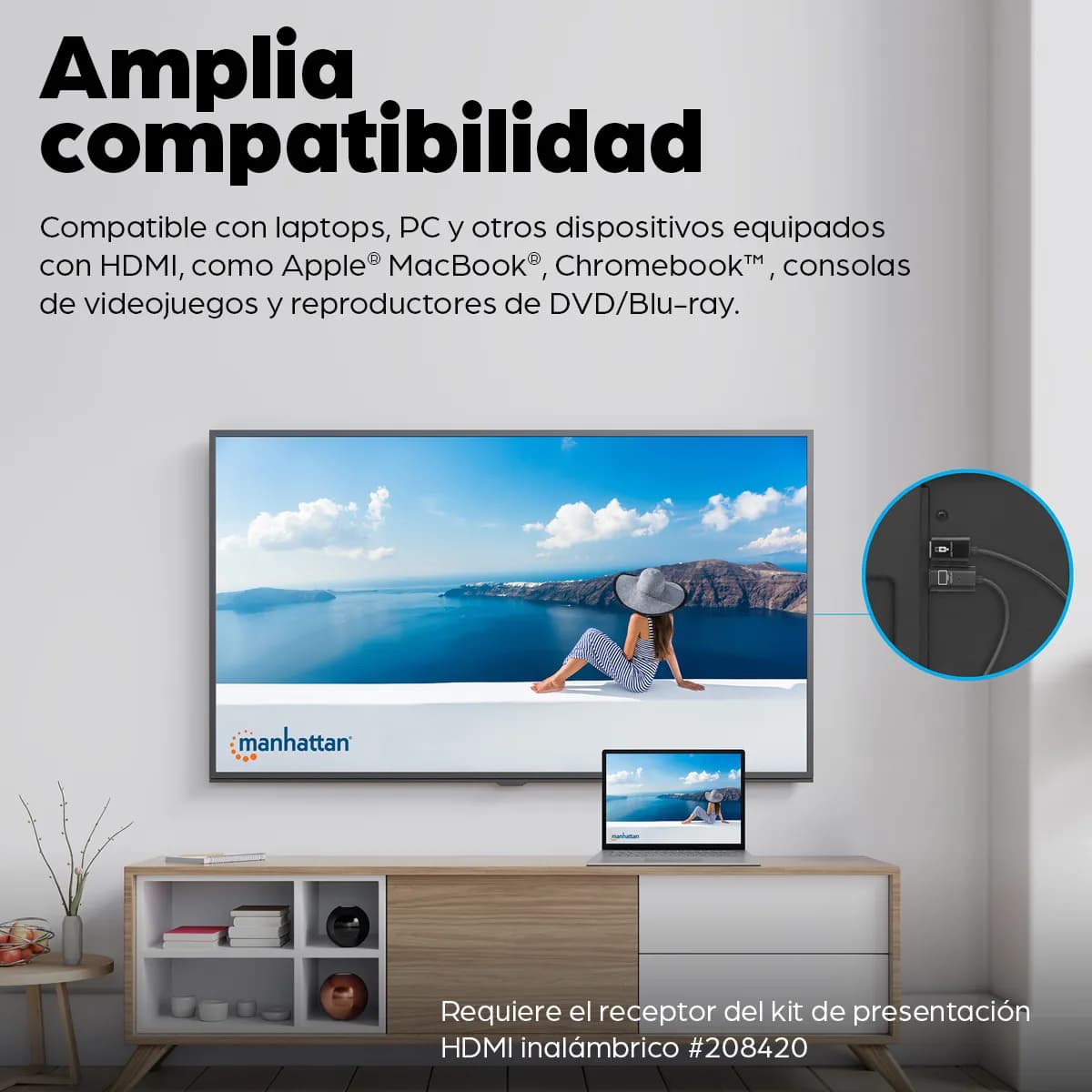 Manhattan 208444 extensor de audio/video Transmisor AV Negro 9