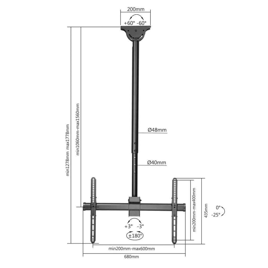 Manhattan Soporte de techo para TV de movimiento completo y ajustable  10