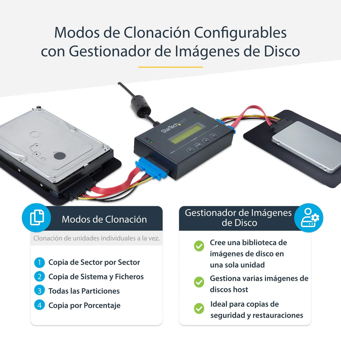 StarTech.com Duplicador Clonador Autónomo de Discos Duros o SSD SATA 1 10
