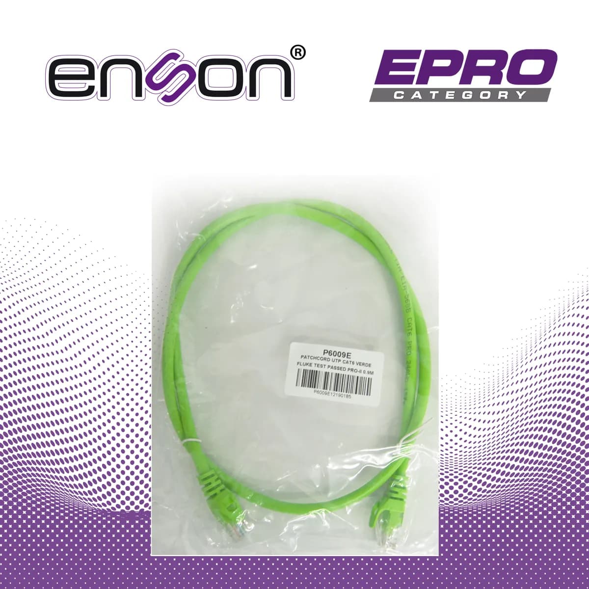 PATCHCORD UTP ENSON P6009E CAT6 90CM VERDE SERIE EPRO 100-II 100 POR C 6