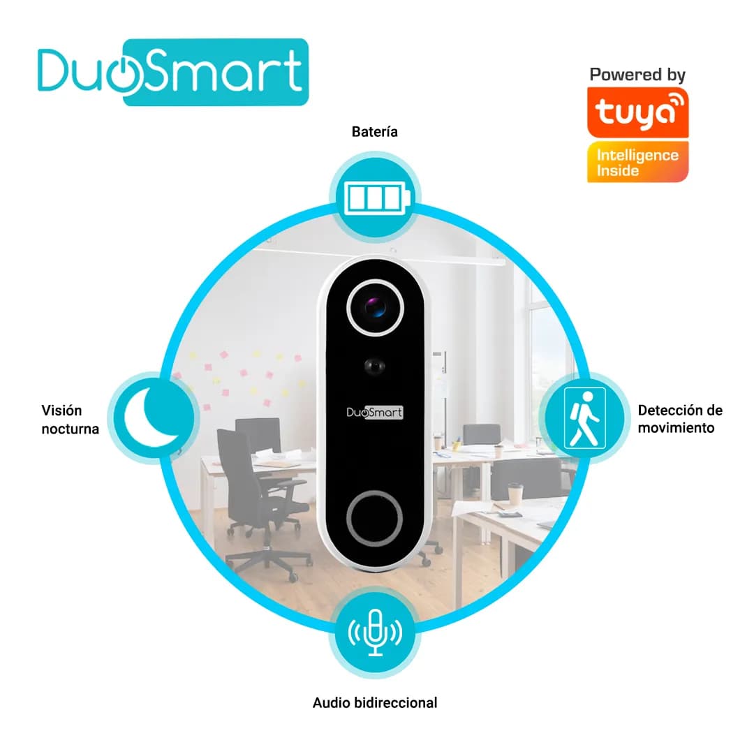 VIDEOPORTERO WIFI DUOSMART E55 2MP NOTIFICACIONES PUSH COMPATIBLE CON  3