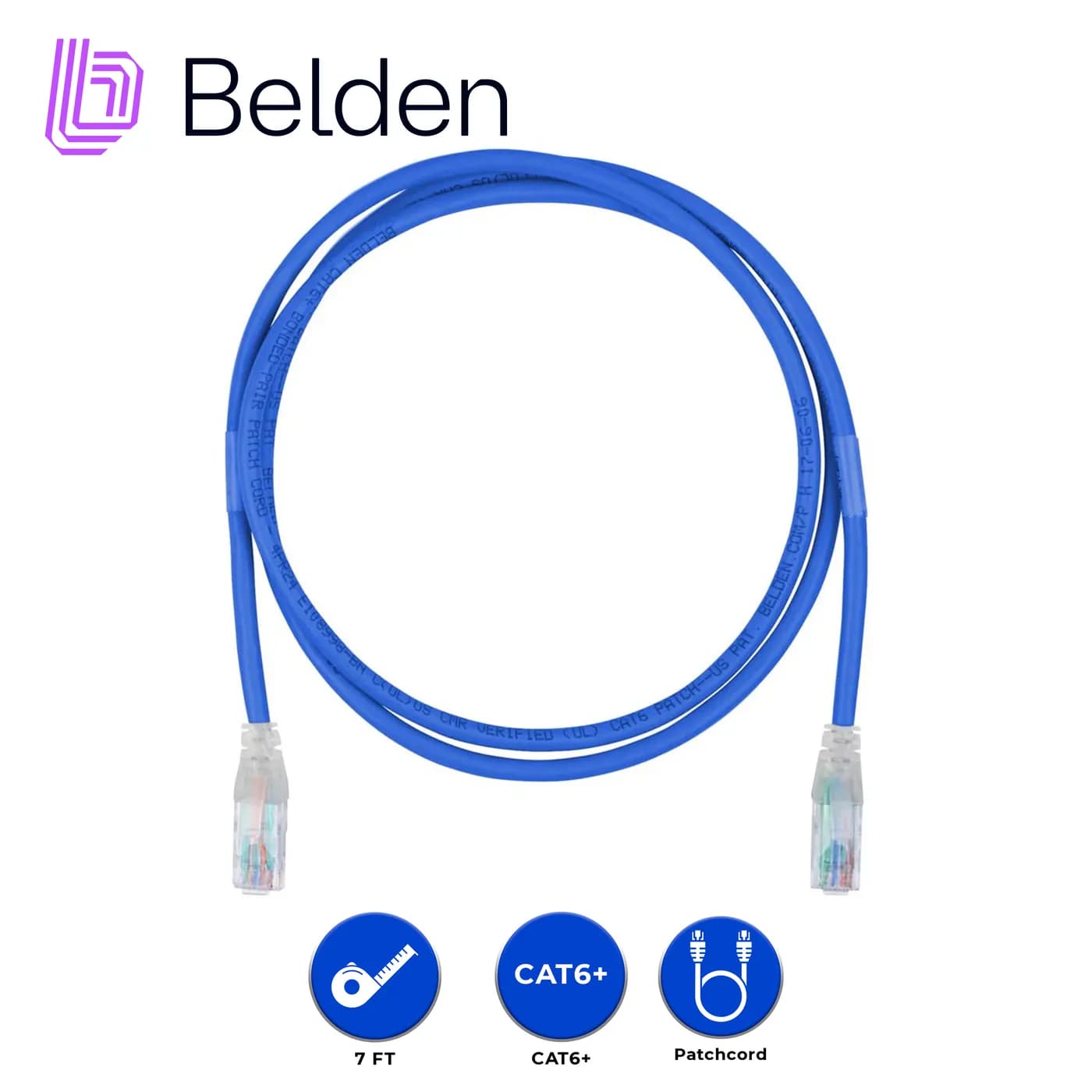 PATCH CORD UTP CAT6+ BELDEN C601106007 /  INTERIOR / AZUL / 4 PARES /  5
