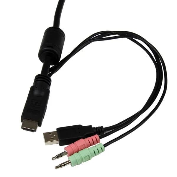 StarTech.com Conmutador Switch KVM 2 puertos HDMI USB Audio con Cables 3
