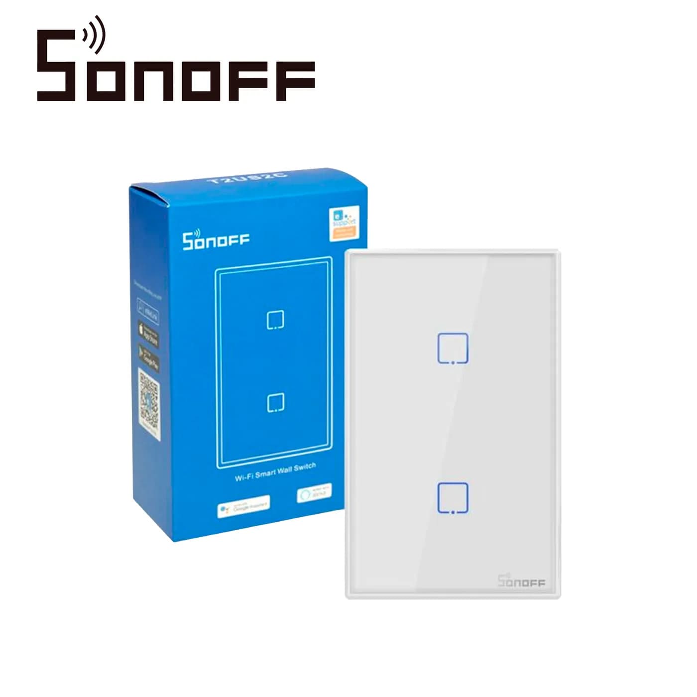 APAGADOR DE PARED TOUCH ON/OFF SONOFF T2US2C-TX / INALAMBRICO WIFI SMA 3