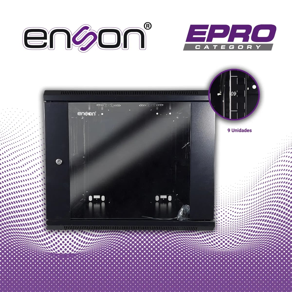 GABINETE DE PARED ENSON ENS-RKGB9U2 9UR PUERTA FRONTAL DE CRISTAL TEMP 5