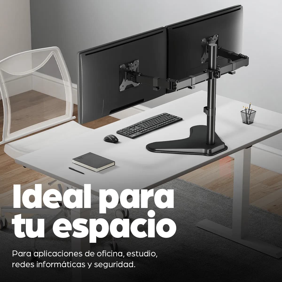 Manhattan Soporte para dos monitores, movimiento con brazos de doble a 8