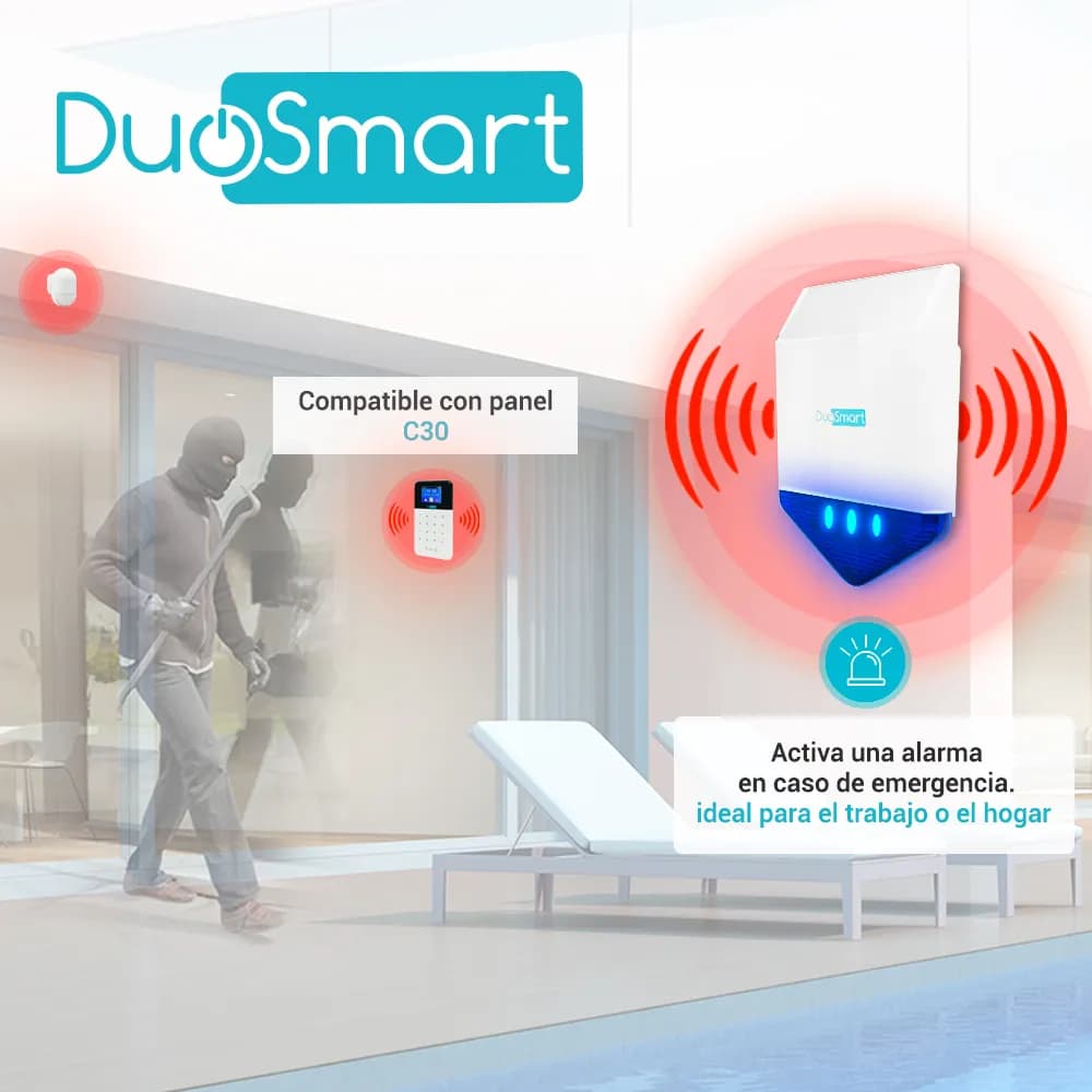 SIRENA/ESTROBO INALAMBRICA RF DUOSMART CSIREN1 **COMPATIBLE CON PANEL  3