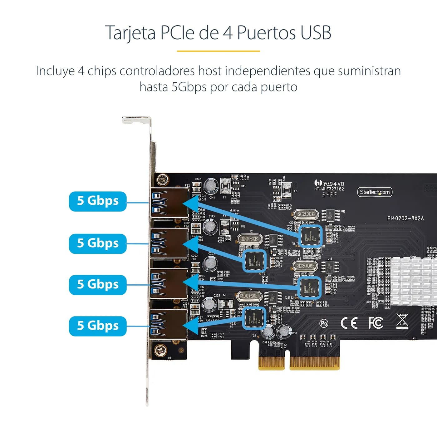 StarTech.com Tarjeta PCI Express de 4 Puertos USB-A - Tarjeta PCIe USB 11