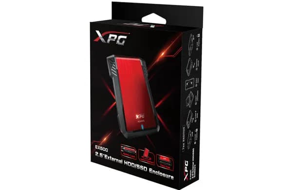 ADATA EX500 Cubierta de disco duro/SSD Negro, Rojo 2.5" 6
