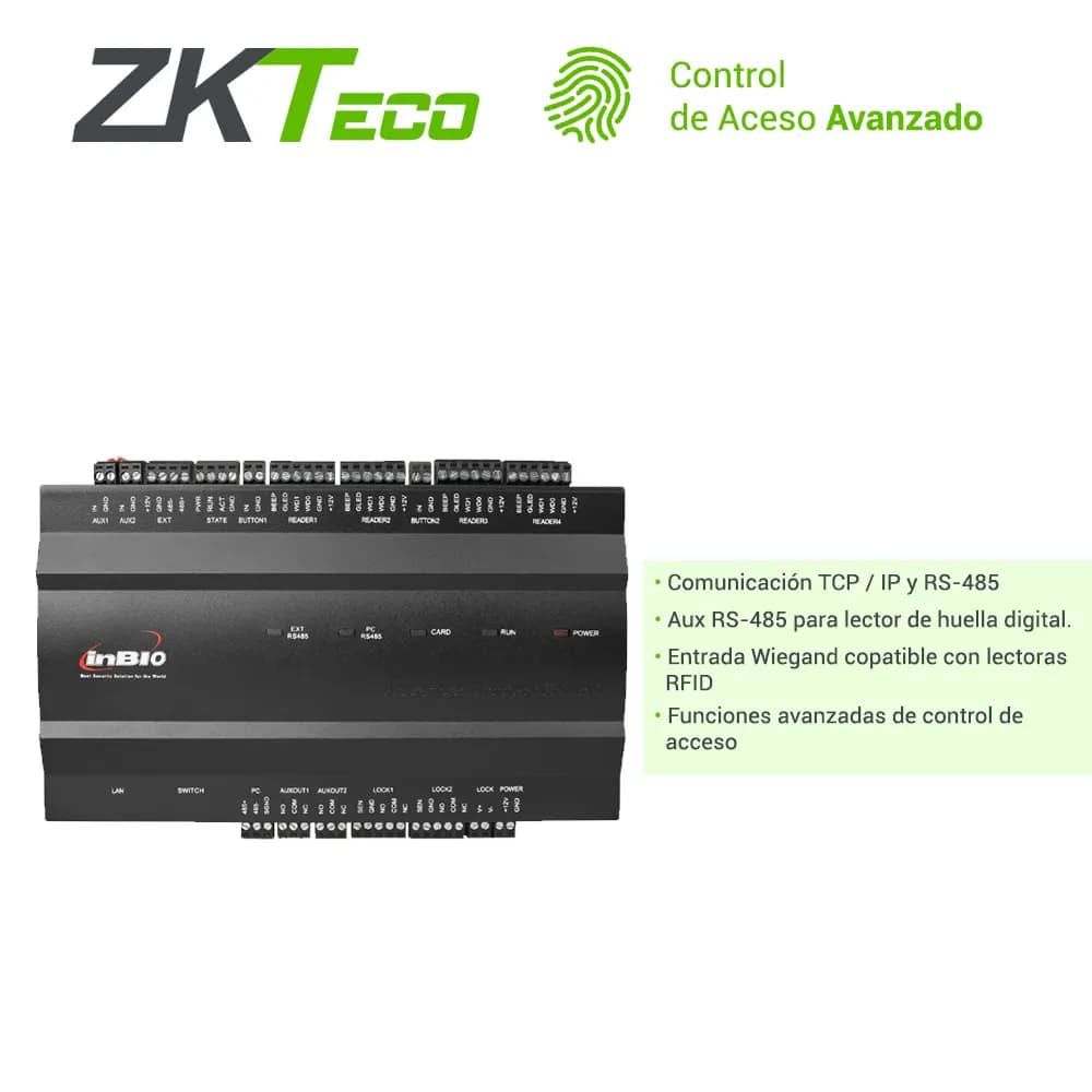 PANEL DE CONTROL DE ACCESO AVANZADO ZKTECO INBIO260 2PUERTAS/4LECTORAS 3