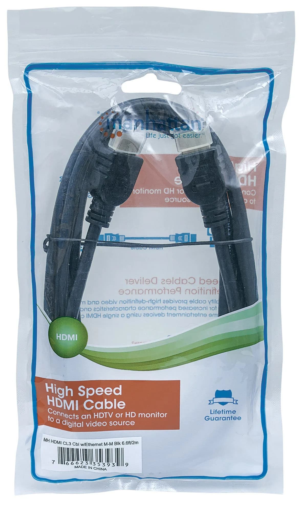 Manhattan Cable HDMI de alta velocidad con Ethernet, para pared 6