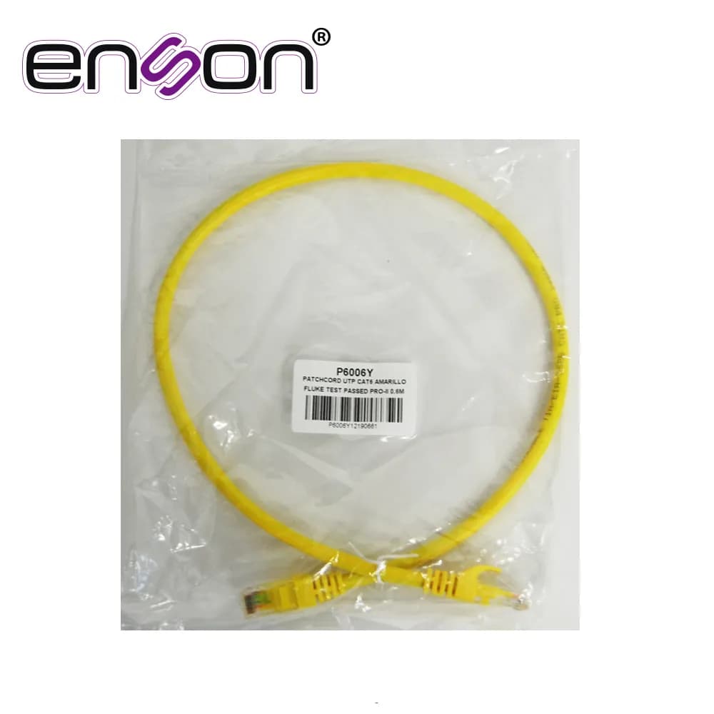 PATCHCORD UTP ENSON P6006Y CAT6 60CM AMARILLO SERIE EPRO 100-II 100 PO 3