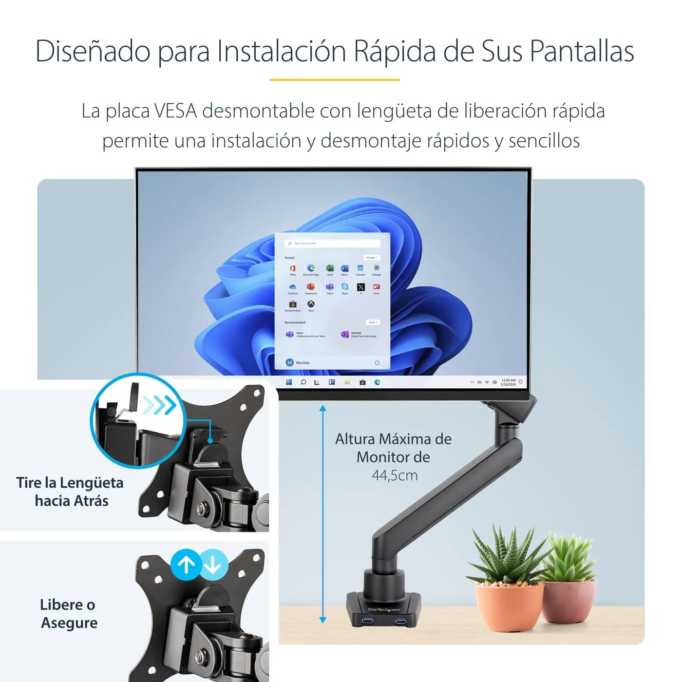 StarTech.com ARMSLIM2USB3 soporte para pantalla plana 86.4 cm (34") Es 13